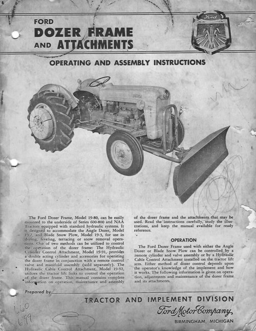 Product picture Ford 19-80 Dozer Frame and Attachments - Owners Manual
