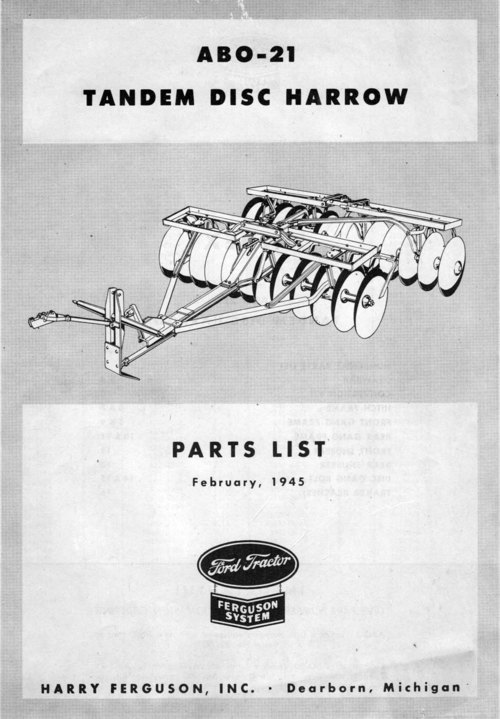 Product picture Ferguson ABO-21 Tandem Disc Harrow - 1945 Parts List